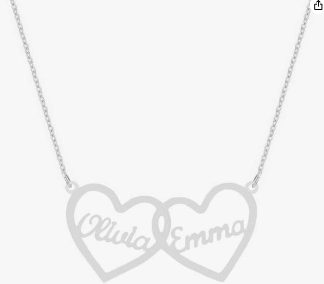 Stainless Steel Personalized Two Hearts Custom Name Necklace Couple Friends Sister Names Pendant Jewelry