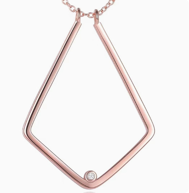 New European and American design simple V-shaped ring stand necklace for wife ring protector pendant