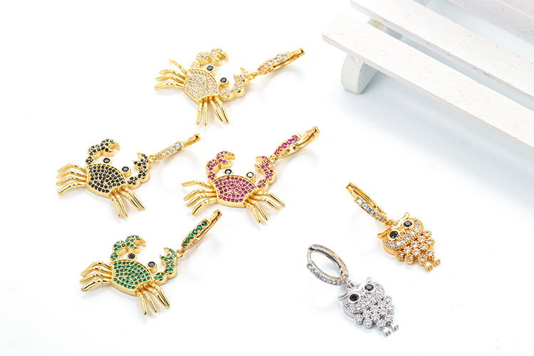 Micro-inlaid Zircon Colorful Dinosaur Animal Insect Earrings