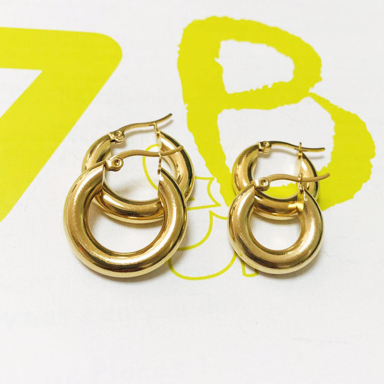 Fashion Geometric Stainless Steel Gold Plated Earrings 1 Pair