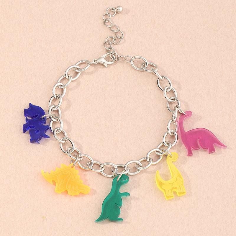 New Simple Silver Chain Resin Dinosaur Bracelet For Women Hot-saling Wholesale