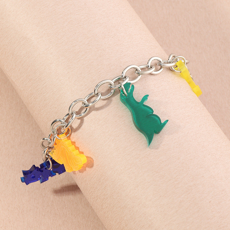 New Simple Silver Chain Resin Dinosaur Bracelet For Women Hot-saling Wholesale