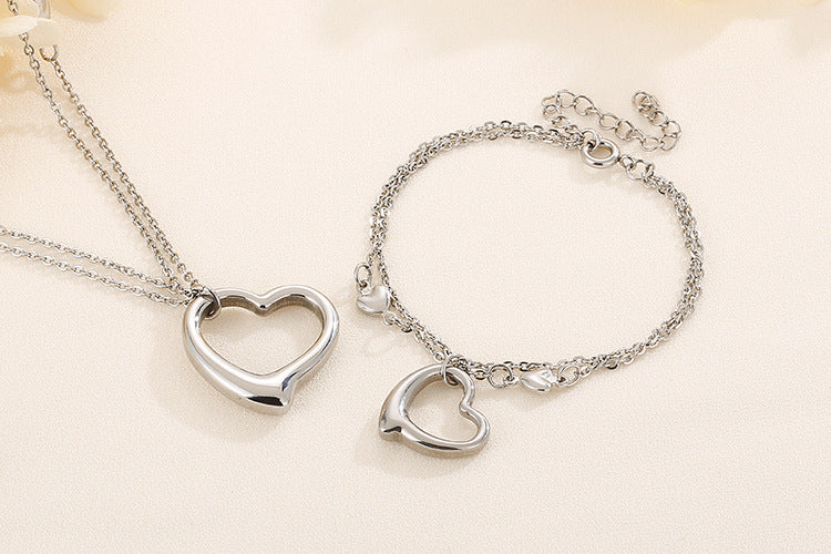 Creative Heart-shaped Pendant Stainless Steel Suit Fashion Stainless Steel Jewelry