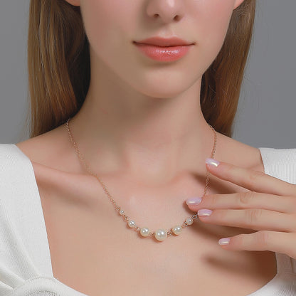 New Fashion 7 Pearl Clavicle Chain Short Wild Size Pearl Necklace For Women