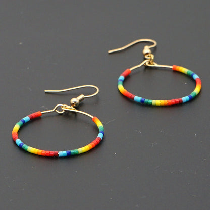 Fashion Exaggerated Rice Bead Woven Large Hoop Earrings