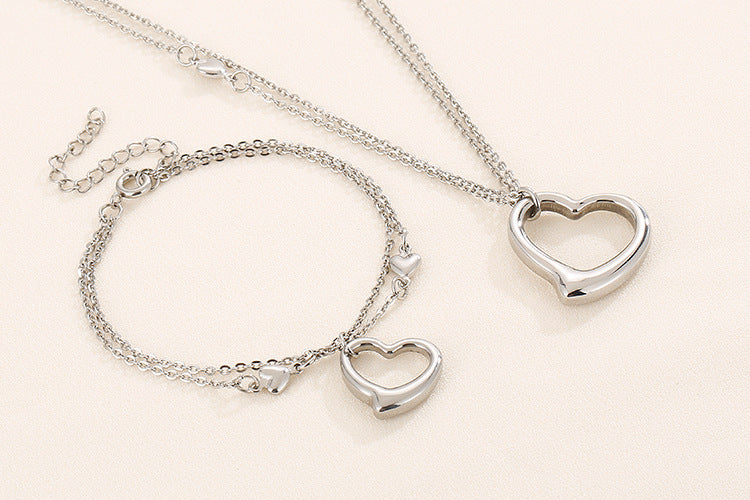 Creative Heart-shaped Pendant Stainless Steel Suit Fashion Stainless Steel Jewelry