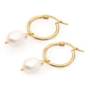 1 Pair Fashion Ethnic Style Stainless Steel Freshwater Pearl Hoop Earrings Drop Earrings