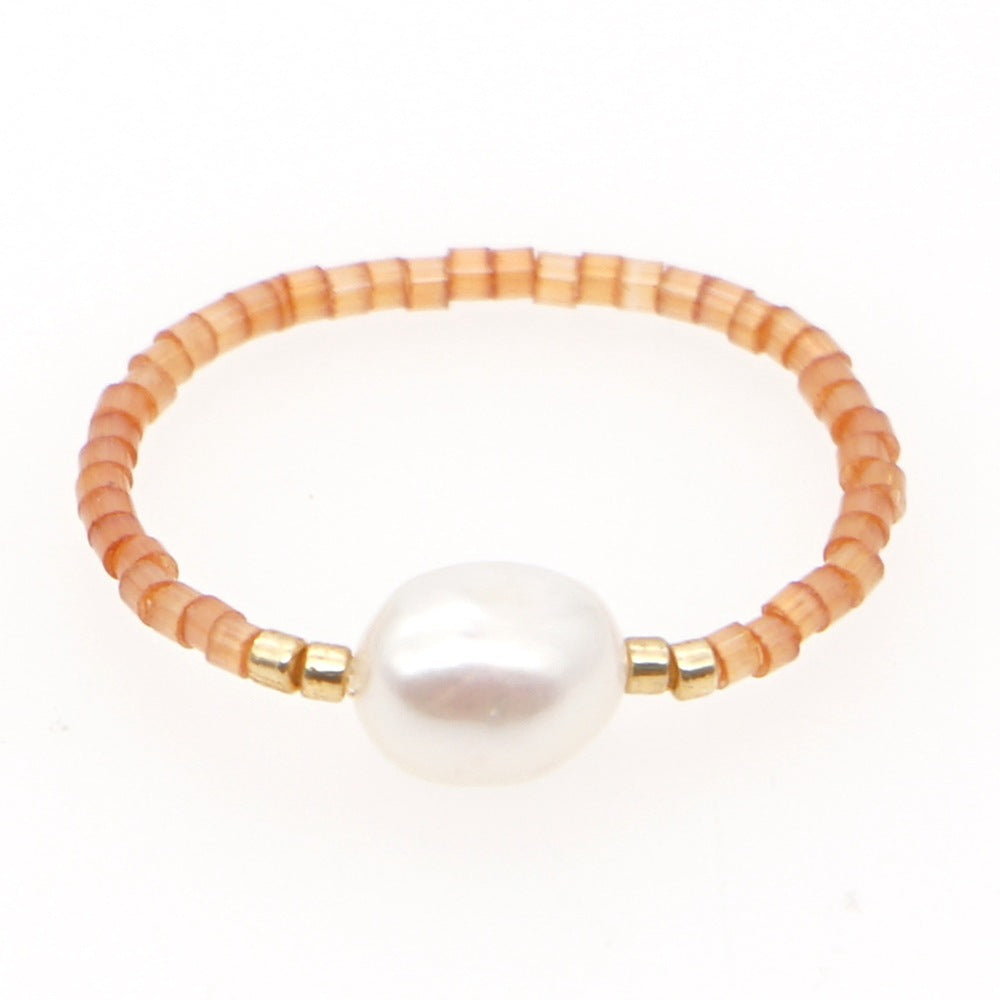 Niche  Freshwater Rice Beads Handmade Pearl Ring