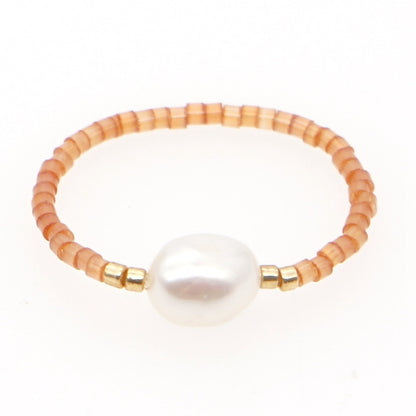 Niche  Freshwater Rice Beads Handmade Pearl Ring