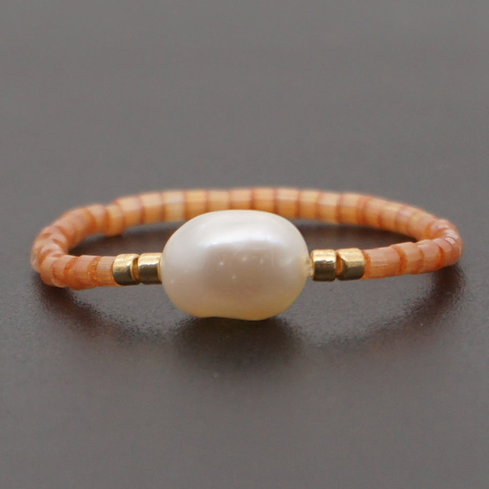 Niche  Freshwater Rice Beads Handmade Pearl Ring