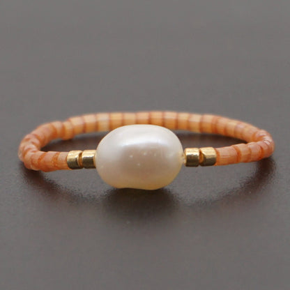 Niche  Freshwater Rice Beads Handmade Pearl Ring