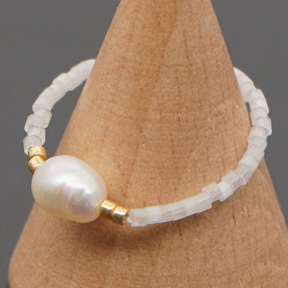 Niche  Freshwater Rice Beads Handmade Pearl Ring