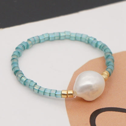 Niche  Freshwater Rice Beads Handmade Pearl Ring