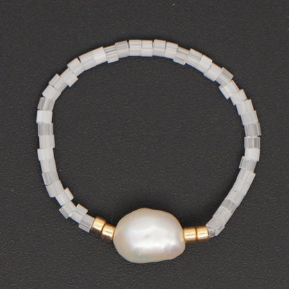 Niche  Freshwater Rice Beads Handmade Pearl Ring