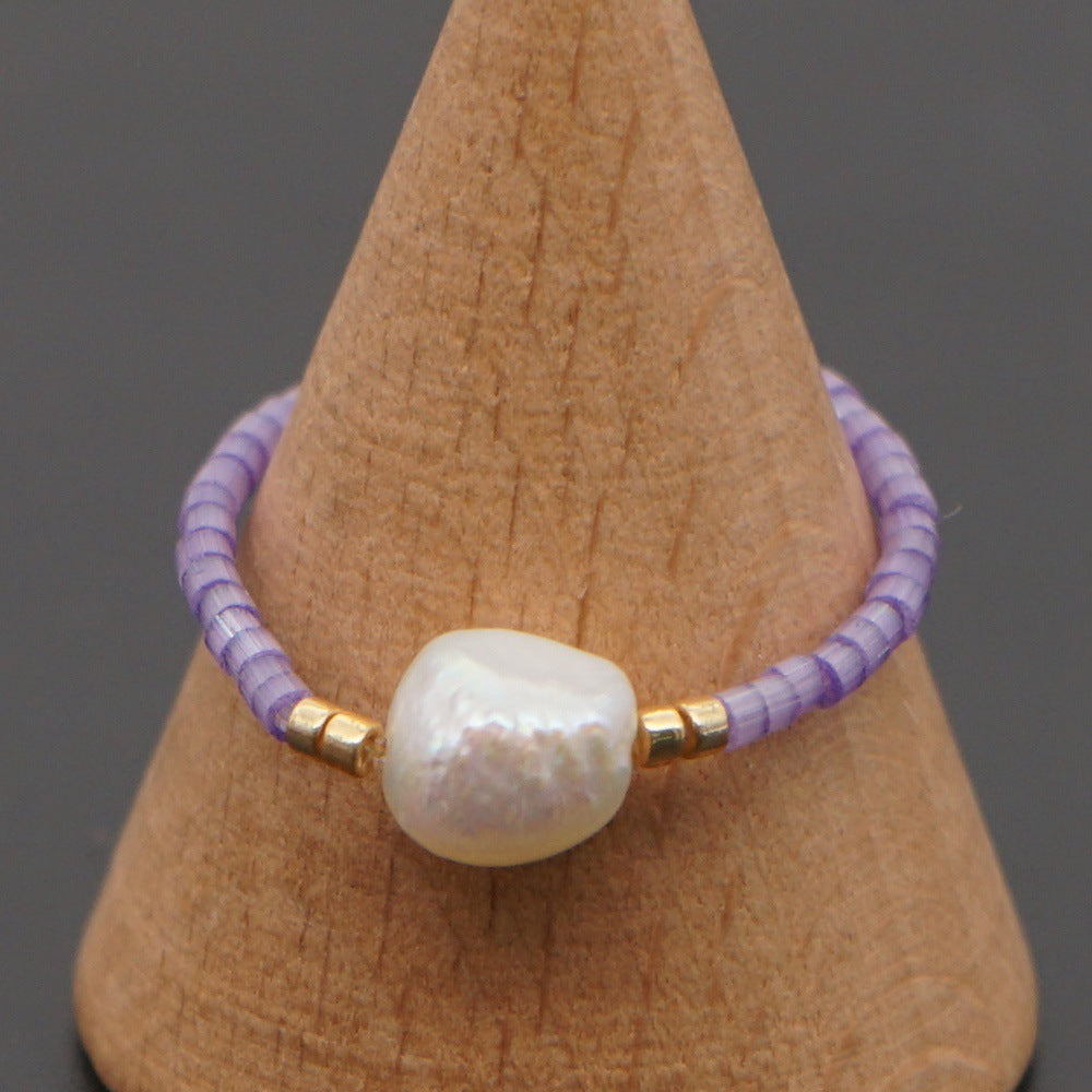 Niche  Freshwater Rice Beads Handmade Pearl Ring