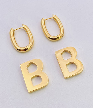 1 Pair Simple Style Letter Brass Plating Hollow Out Drop Earrings