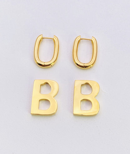 1 Pair Simple Style Letter Brass Plating Hollow Out Drop Earrings