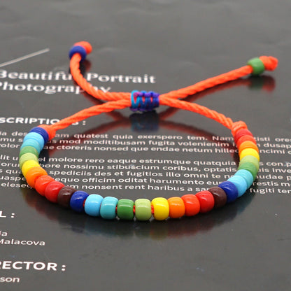 Creative Bohemian Ethnic Rainbow Enamel Beads Glass Handmade Couple Bracelet