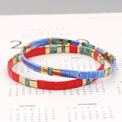 Fashion Square Seed Bead Knitting No Inlaid Women'S Bracelets