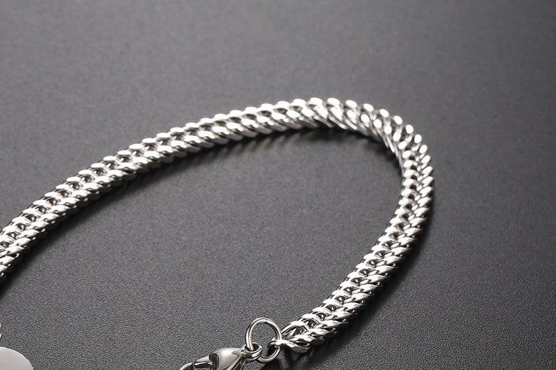 Korean Round Pendent Titanium Steel Bracelet Necklace Wholesale