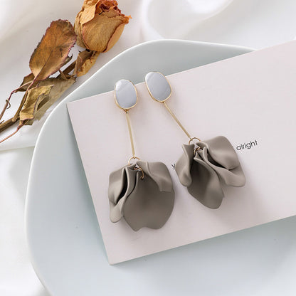 Fashion Geometric Leaf Plating Alloy Drop Earrings