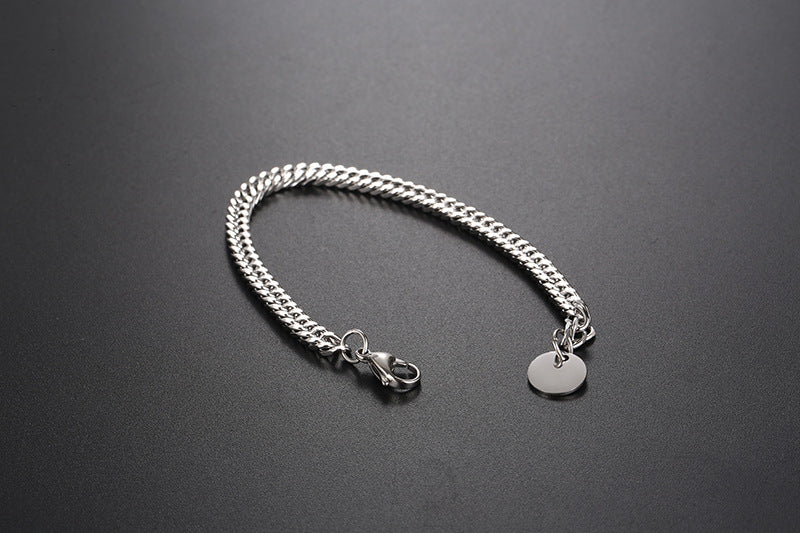 Korean Round Pendent Titanium Steel Bracelet Necklace Wholesale