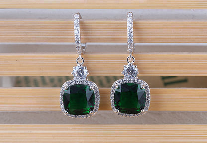 1 Pair Classic Style Square Inlay Copper Zircon Earrings