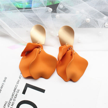 Fashion Geometric Leaf Plating Alloy Drop Earrings