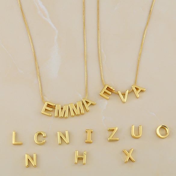 Fashion Letter Copper 18k Gold Plated Necklace In Bulk