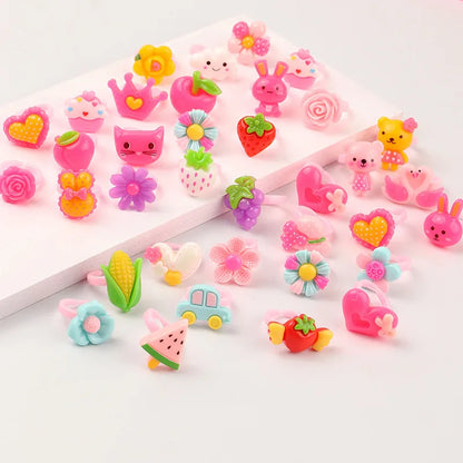 24 Love Boxed Set Box Cartoon Ring Set Children'S Resin Plastic Ring Wholesale Nihaojewelry