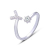 26 English Letters Diamonds Sterling Silver S925 Silver Ring Opening Jewelry