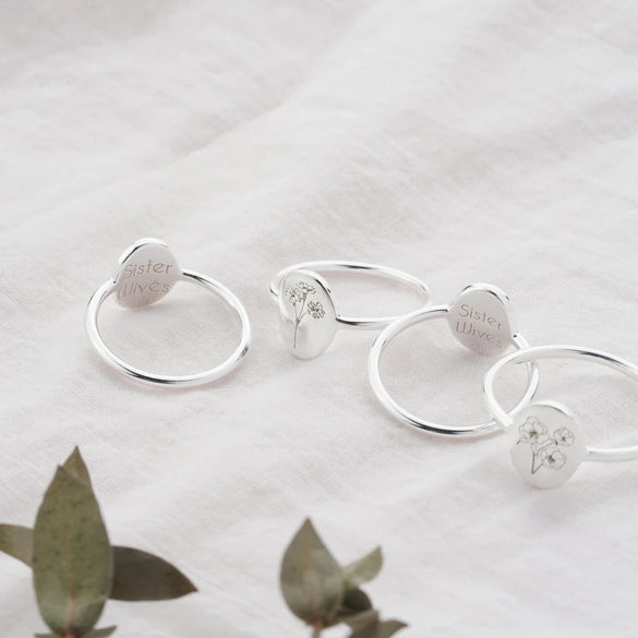 Personalized Birth Flower Ring, Floral Signet Ring, Christmas Gift for Her, Jewelry Gift for Women, Minimalist Birth Month Flower Ring