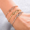 Wholesale Stainless Steel Microset Zircon Infinite 8Shaped Heart Bracelet With Letter Number And Word Patterns For Women Real Gold Plated