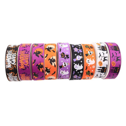 2.5CM Halloween Rib Ribbon Naughty Witch Ribbon    Hot Sale 25 Yards