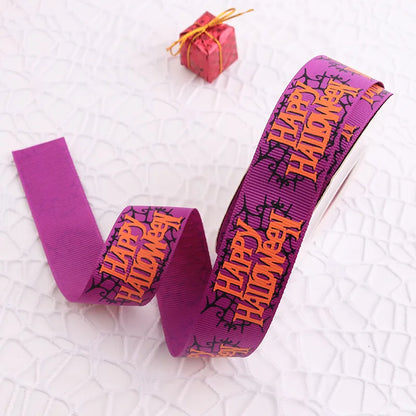 2.5CM Halloween Rib Ribbon Naughty Witch Ribbon    Hot Sale 25 Yards