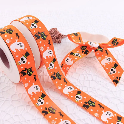 2.5CM Halloween Rib Ribbon Naughty Witch Ribbon    Hot Sale 25 Yards