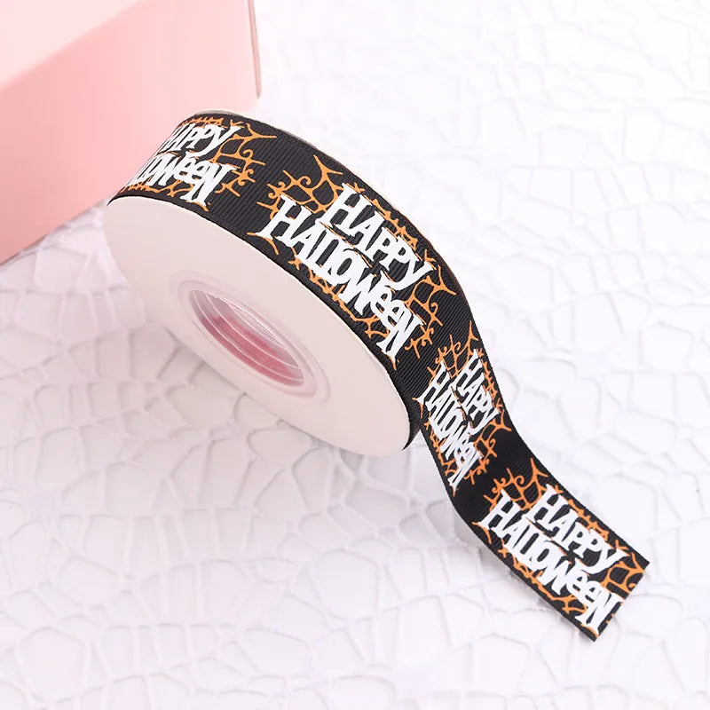 2.5CM Halloween Rib Ribbon Naughty Witch Ribbon    Hot Sale 25 Yards