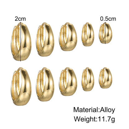 3 Pairs 5 Pairs Luxurious Simple Style Classic Style Round Water Droplets Twist Plating Alloy Gold Plated Silver Plated Hoop Earrings