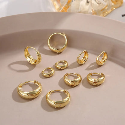 3 Pairs 5 Pairs Luxurious Simple Style Classic Style Round Water Droplets Twist Plating Alloy Gold Plated Silver Plated Hoop Earrings