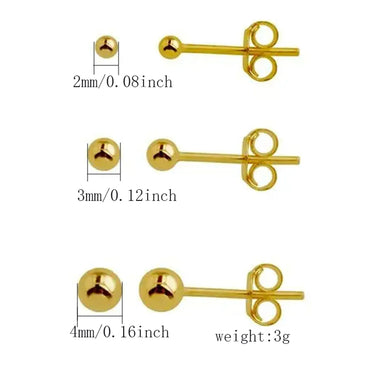 3 Pairs Cute Simple Style Classic Style Solid Color Plating Stainless Steel 14k Gold Plated Ear Studs