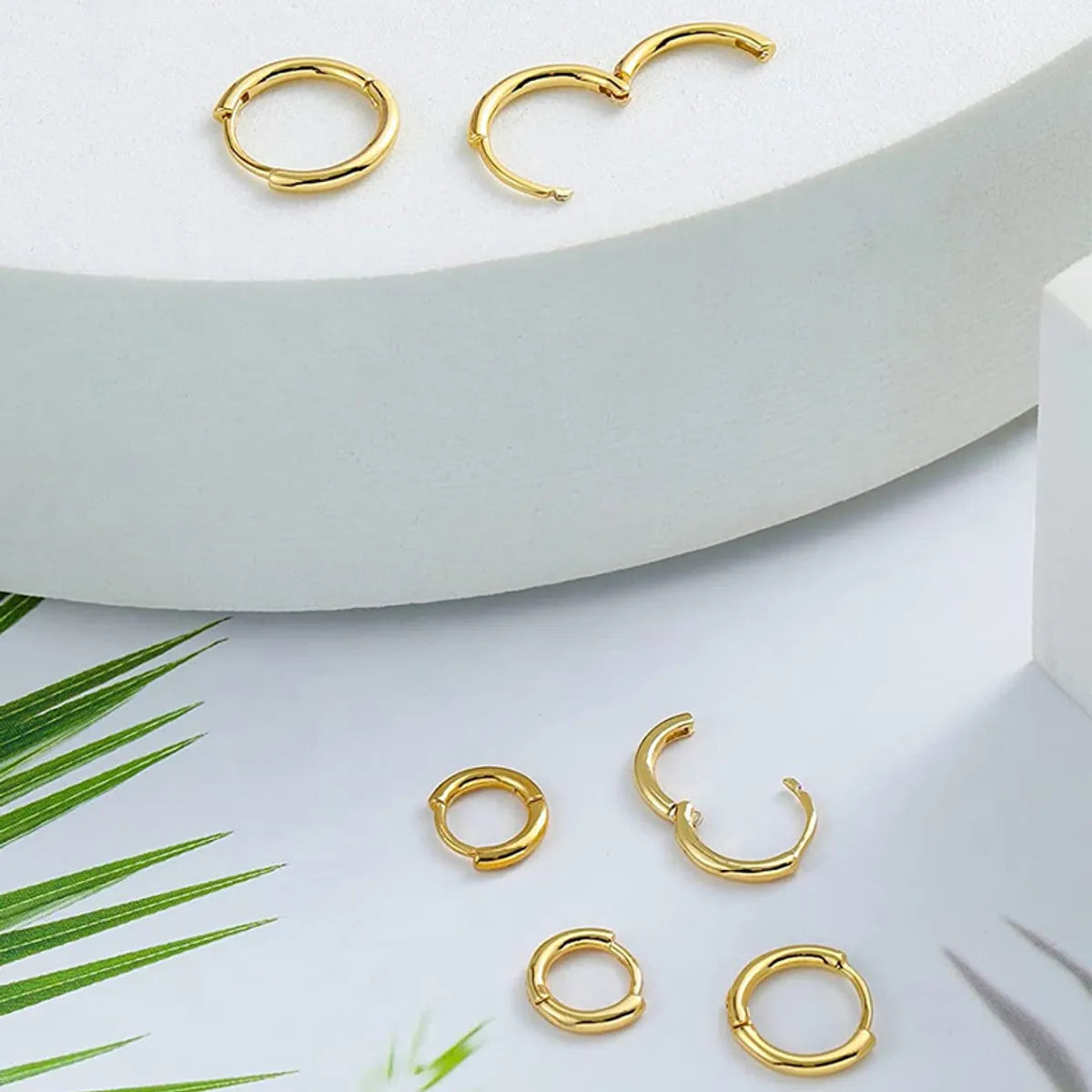 3 Pairs Elegant Cute Classic Style Solid Color Plating Stainless Steel 14k Gold Plated Earrings