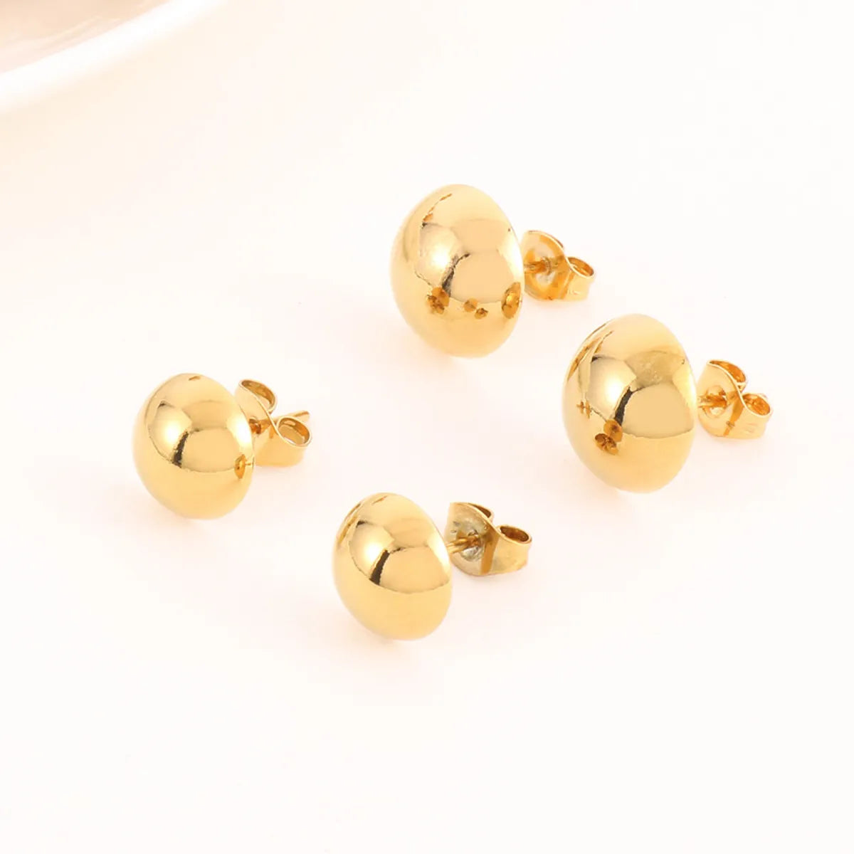 3 Pairs Elegant Cute Round Stainless Steel Ear Studs