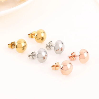 3 Pairs Elegant Cute Round Stainless Steel Ear Studs