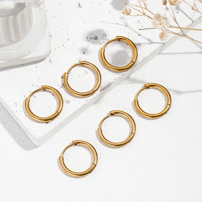 3 Pairs Simple Style Classic Style Circle Stainless Steel Hoop Earrings