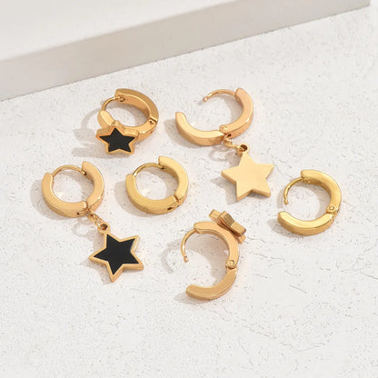 3 Pairs Simple Style Classic Style Roman Style Round Star Inlay 201 Stainless Steel Acrylic 18K Gold Plated Drop Earrings Earrings