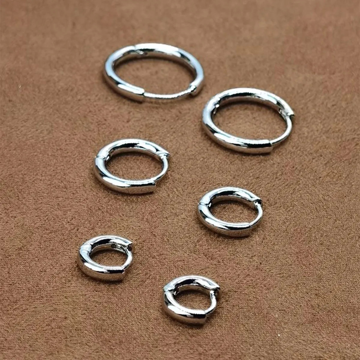 3 Pairs Simple Style Streetwear Solid Color Stainless Steel Hoop Earrings