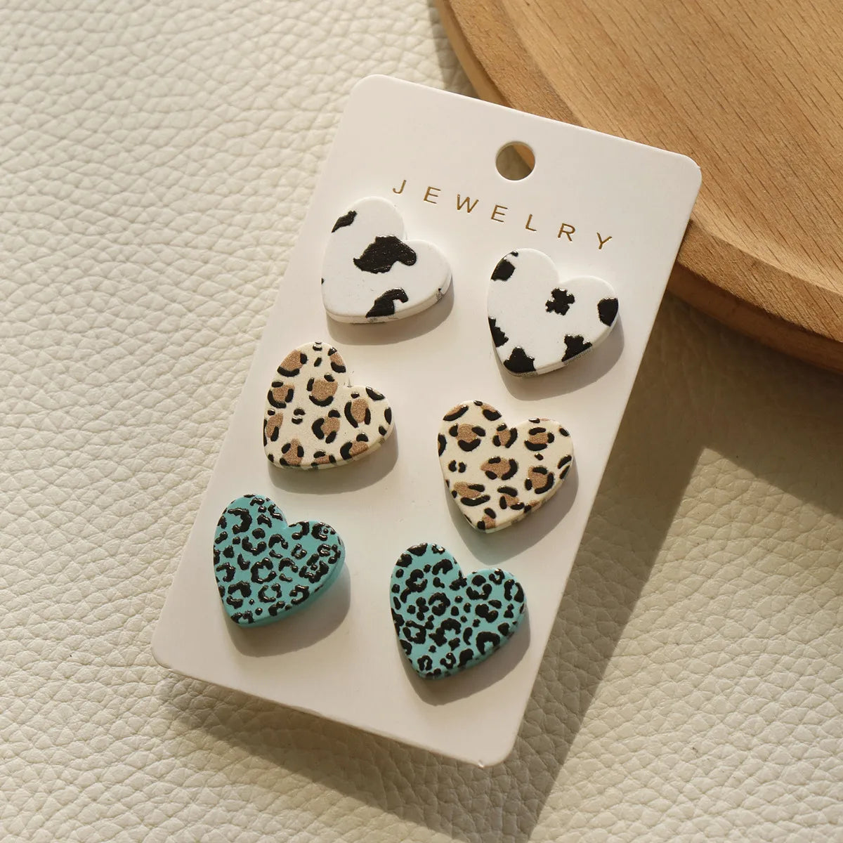 3 Pairs Sweet Color Block Stripe Heart Shape Arylic Valentine'S Day Women'S Ear Studs