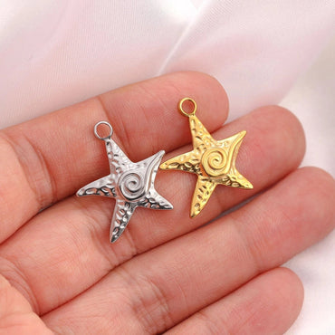 3 PCS/Package 11*16MM 20 * 23mm 304 Stainless Steel Starfish Hippocampus Shell Pendant