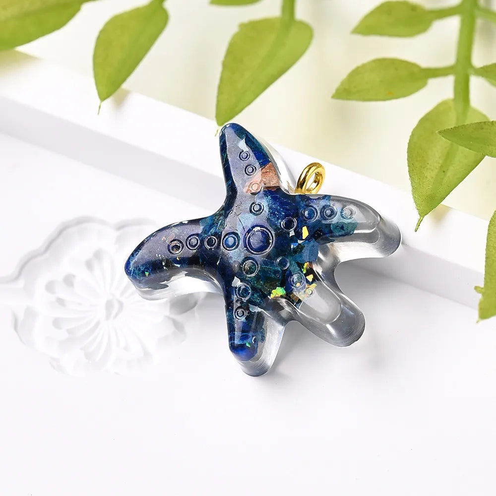 3 Pcs/Package 20x22mm Hole 1~1.9mm Natural Stone Copper 18K Gold Plated Multicolor Starfish Transparent Polished Pendant