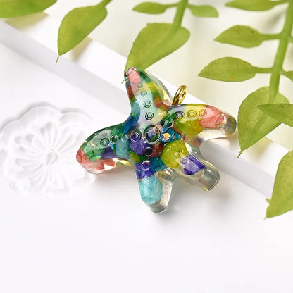 3 Pcs/Package 20x22mm Hole 1~1.9mm Natural Stone Copper 18K Gold Plated Multicolor Starfish Transparent Polished Pendant